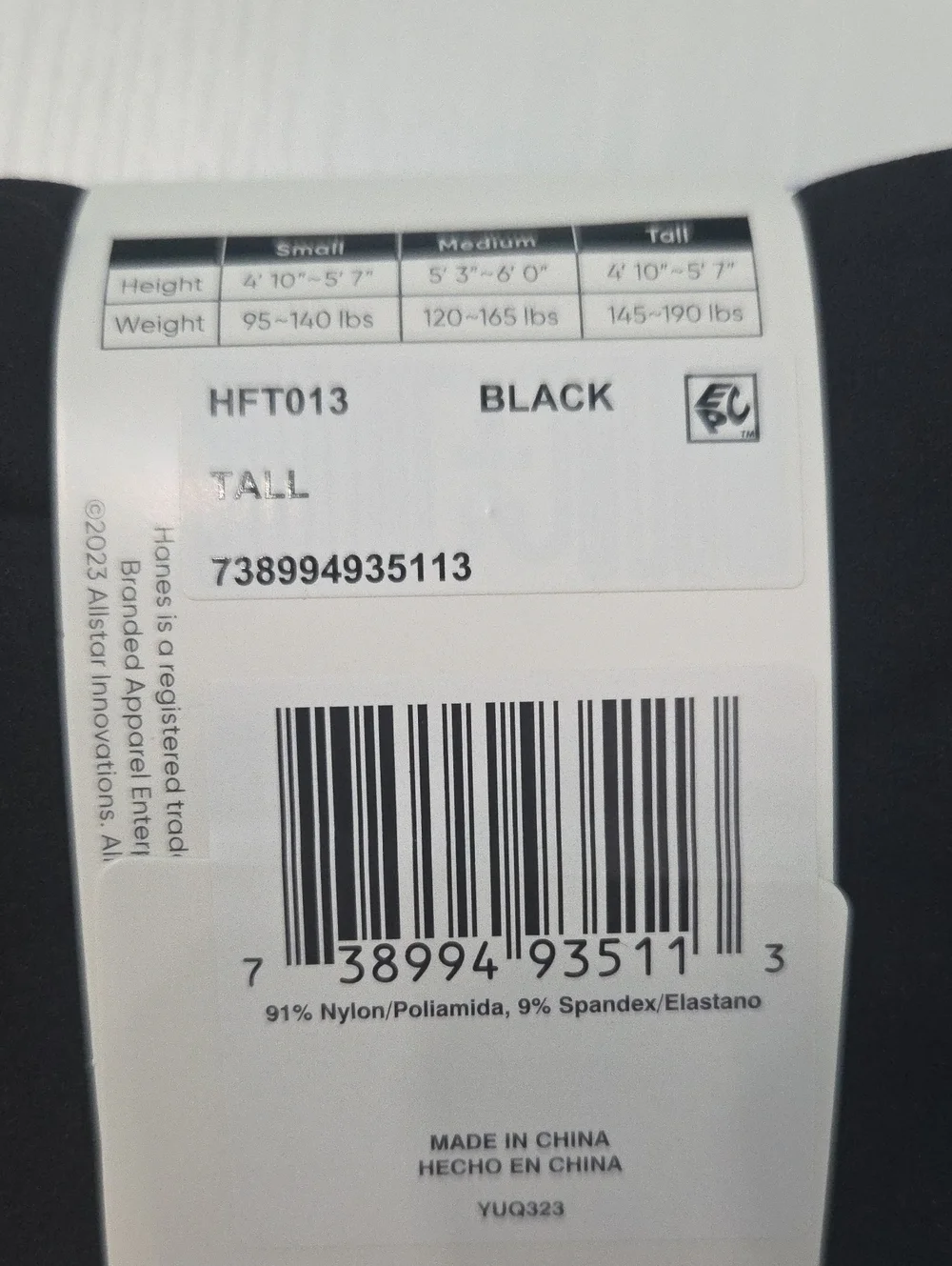 Hanes Blackout Tights - Black